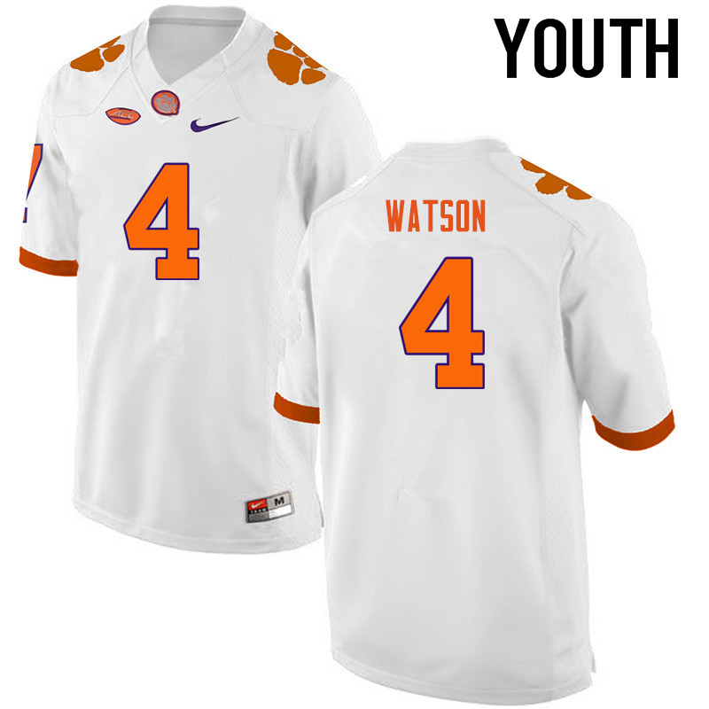 Youth Clemson Tigers #4 Deshaun Watson College Football Jerseys-White